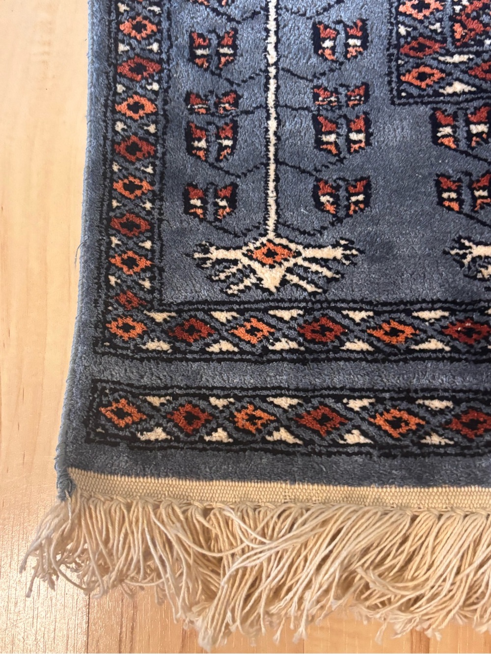 Hand Knotted Wool Area Rug Bokhara Blue Grey 2x3 Fringe Parda Style Traditional - Picture 2 of 9